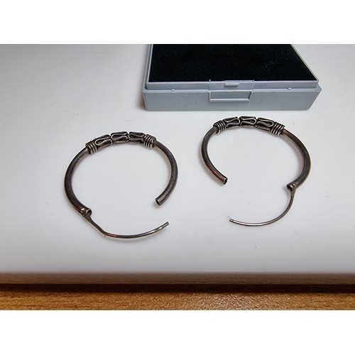 227 - A pair of 925 silver hoop earrings, in good clean condition and boxed, diameter of the earring is 3c... 