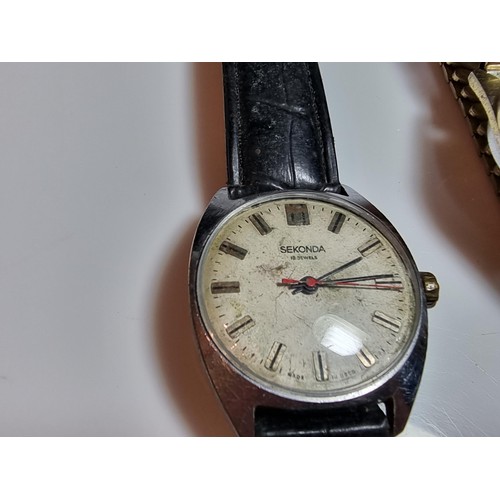 233 - A collection of 7x vintage watches to include some good brand names including a Seiko 5 automatic, a... 