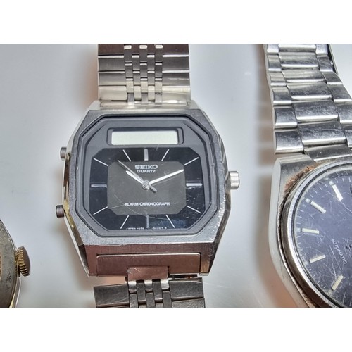 233 - A collection of 7x vintage watches to include some good brand names including a Seiko 5 automatic, a... 