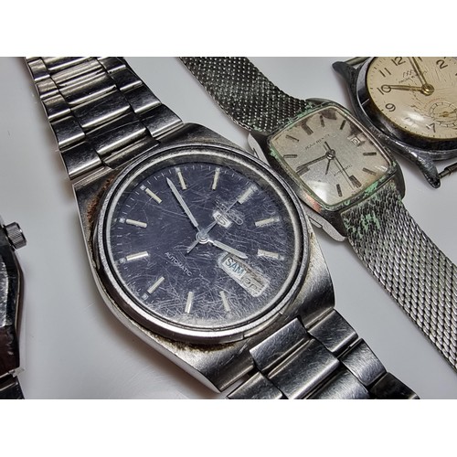 233 - A collection of 7x vintage watches to include some good brand names including a Seiko 5 automatic, a... 