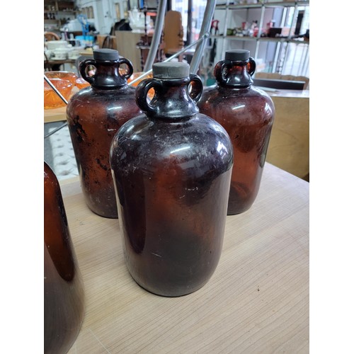 384 - Quantity of 6x amber coloured demijohns in good order