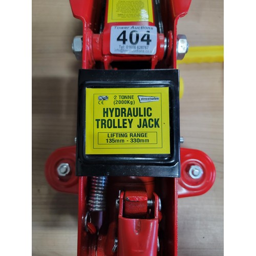 404 - Cased 2 ton hydraulic trolley jack along with venus impluse sealer