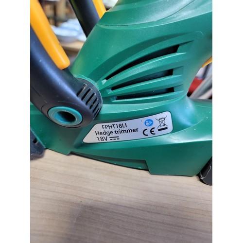 407 - Green rechargeable hedge trimmer complete with bather and charger along with a vintage collecable Re... 