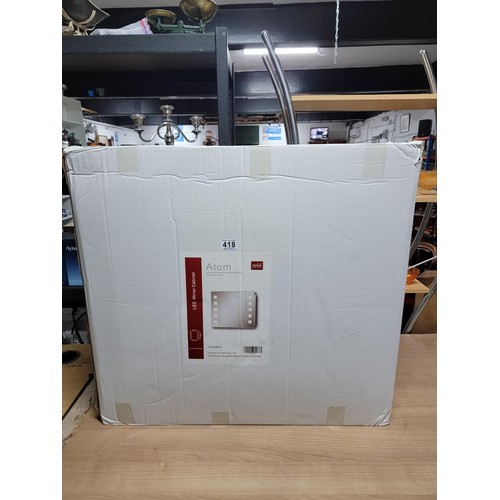 418 - As new in box Atom Neue LED mirror cabinet with sensor switch and shaver socket, measures 60cm high,... 