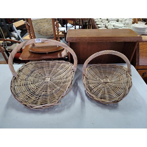 435 - 2x wicker carry baskets in good order ideal as log baskets