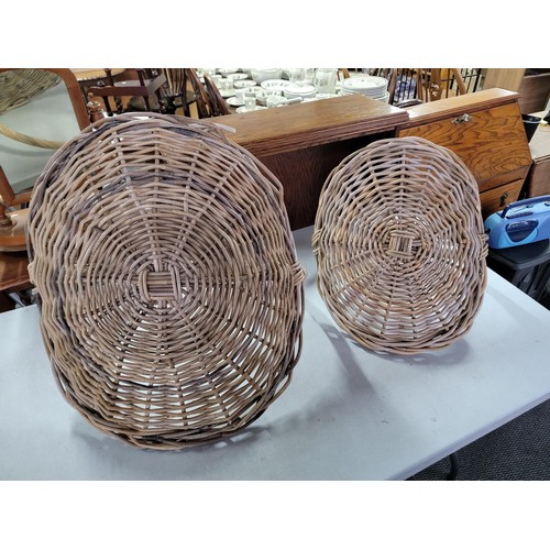 435 - 2x wicker carry baskets in good order ideal as log baskets