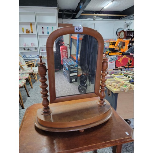 481 - Victorian dressing table mirror with turned uprights in good condition 54cm high and 47cm wide