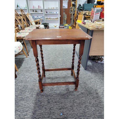 482 - Oak barley twist lamp table standing 73cm high