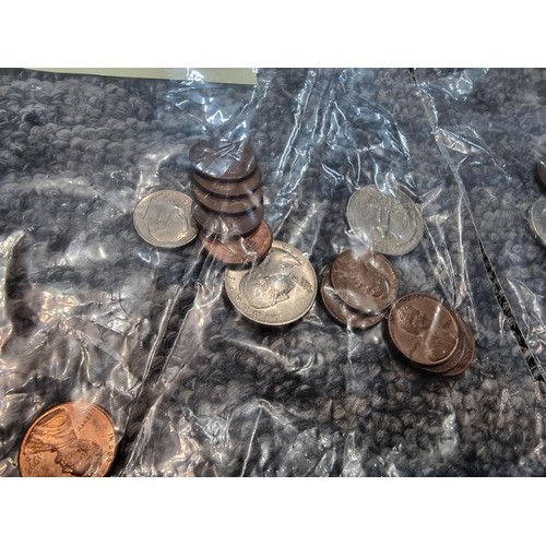 243 - A large collection of organized world coins in 17 bags all stating quantities, please study the phot... 