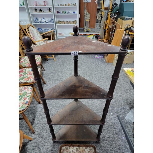 495 - A good antique solid Mahogany Large 4 tier wotnot of good sturdy construction with turned supports a... 