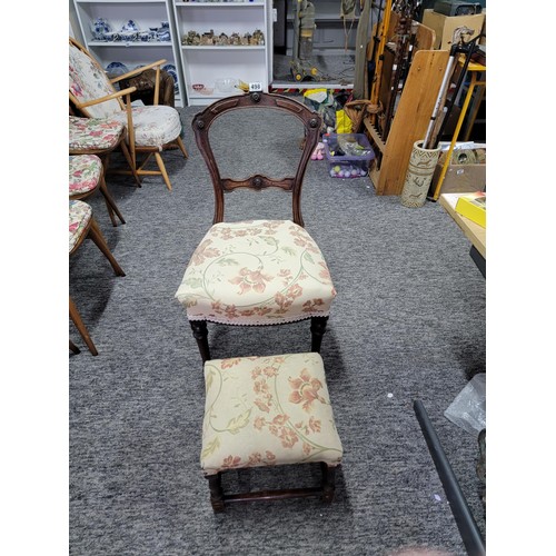 498 - Victorian chair and matching footstool in good order giving very nice patinas