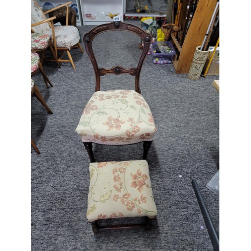 498 - Victorian chair and matching footstool in good order giving very nice patinas