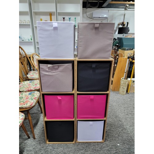 501 - 2 cube storage units complete with multi coloured baskets
104cm high and 35cm each