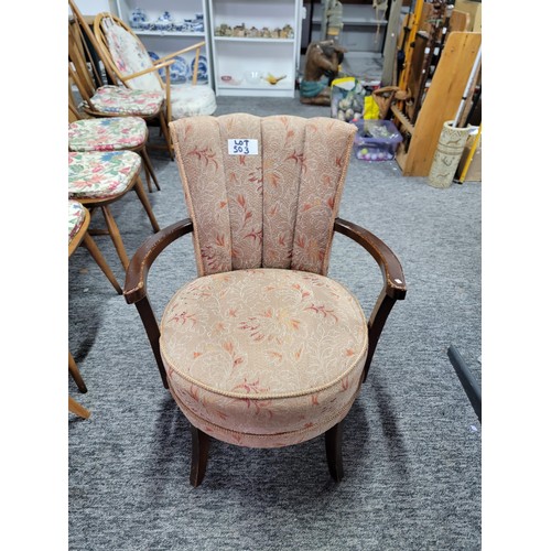 503 - Antique boudoir chair with arms in uncut moquette taupe