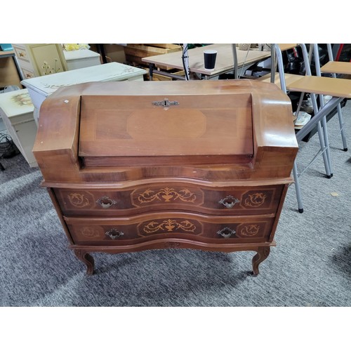 504 - Reproduction of an early 20th Century Walnut Inlaid Bovolone Secretaire Commode 2 drawers with 2 int... 