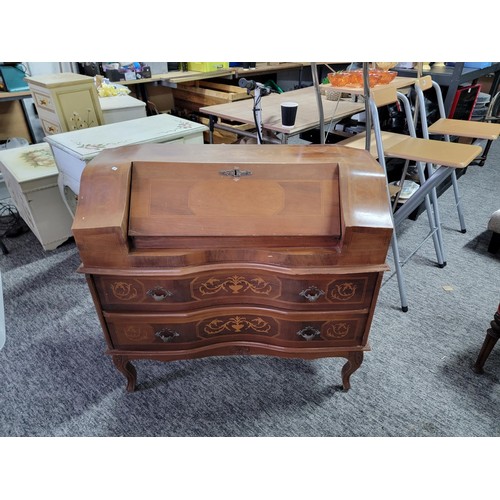 504 - Reproduction of an early 20th Century Walnut Inlaid Bovolone Secretaire Commode 2 drawers with 2 int... 