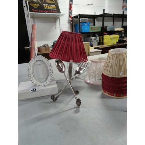 461 - Collection of collectables inc glass based table lamp with shade, a collection of 7 additional shade... 