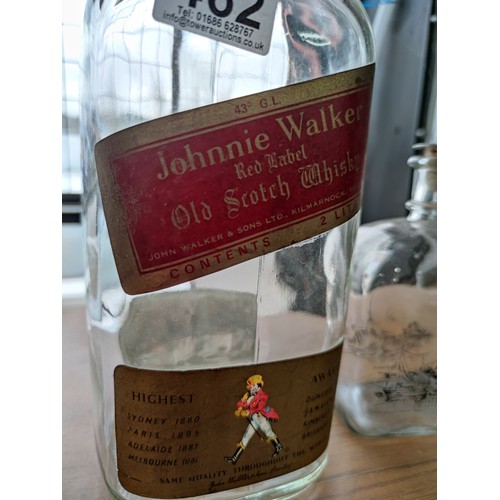 462 - Collection of 6 vintage bottles inc a vintage Johnnie Walker old Scotch Whisky 2 litre bottle, dimpl... 