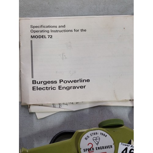 468 - Case Burgess powerline 2 speed electric engraver complete with accessories and instructions