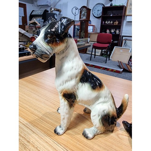 270 - 2x vintage large glazed ceramic dog figures by Goebel W.Germany including a schnauzer and a fox terr... 