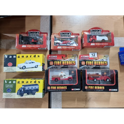 12 - A collection of 7x diecast model vehicles to include 5x fire engine related models, 2 by Corgi Fire ... 