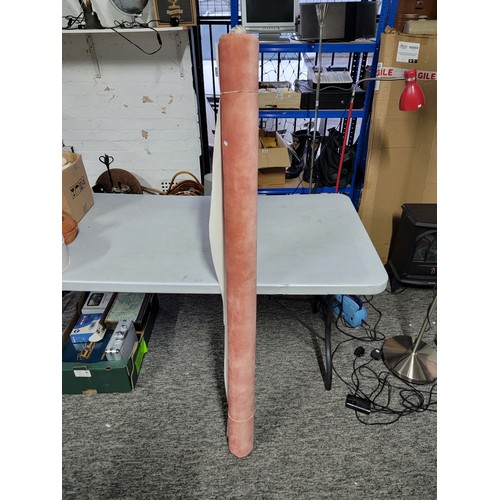 474 - Large roll of pink reupholsters suede material width of roll is 147cm