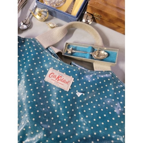 472A - Box containing a quantity of collectables inc 2x Cath Kidson bags, a Susie Faulks bag, quantity of b... 