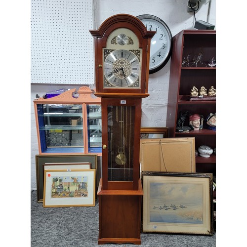 79 - Good quality mahogany Granddaughter clock Tempus Fugit by Suffolk Fenclocks in full working order co... 