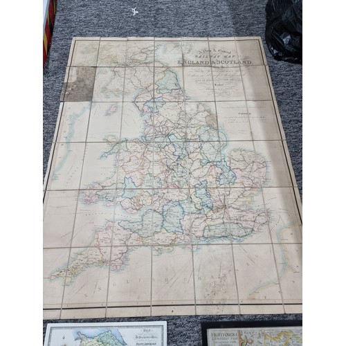 288 - A very large railway map of England and Scotland published by H.G.Collins engraved by I.Dower along ... 