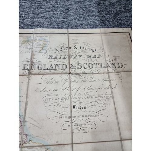 288 - A very large railway map of England and Scotland published by H.G.Collins engraved by I.Dower along ... 