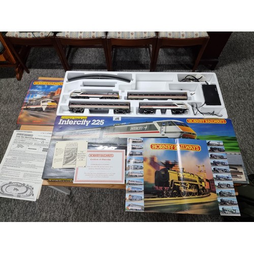 26 - A boxed Hornby R696 intercity 225 4 car diesel train set, complete with all its paperwork, track and... 