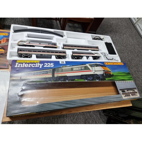 26 - A boxed Hornby R696 intercity 225 4 car diesel train set, complete with all its paperwork, track and... 