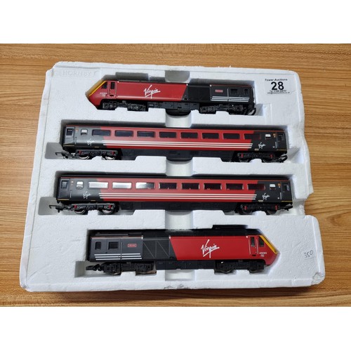 28 - A Hornby R2045 Virgin HST125 four cart set with loco and dummy and 2 coaches, works in directional l... 