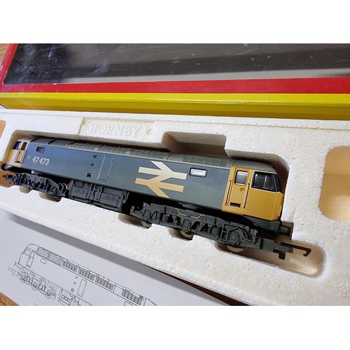 37 - A boxed as new Hornby R2254B class 47 BR large logo diesel locomotive 47473, weathered, had a test r... 