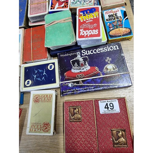 49 - A large collection of various vintage playing card sets to include a good vintage Waddingtons double... 