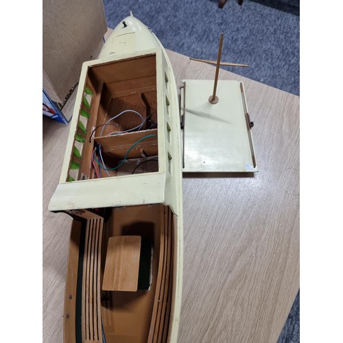 57 - A good vintage model boat named Chiff Chaff, measures 28.5