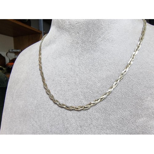 171 - 925 silver three strand neck chain along with a similar 925 silver bracelet. All in good order. Boxe... 