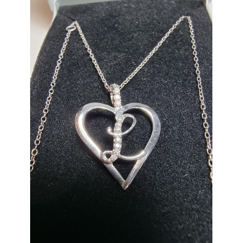 173 - 925 silver heart pendant with the letter 