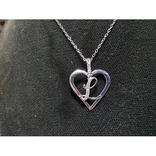 173 - 925 silver heart pendant with the letter 