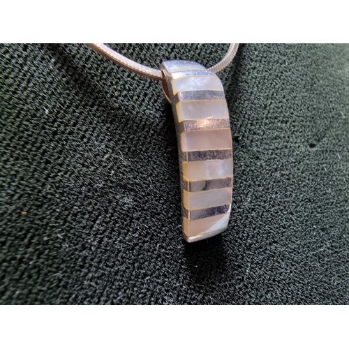 187 - 925 silver pendant inset with Mother of Pearl on 16