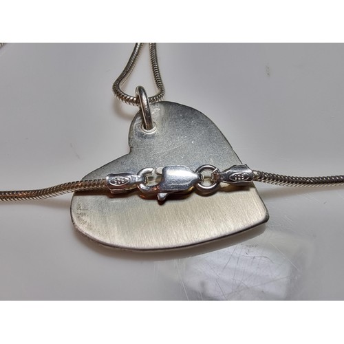 189 - Chunky 925 silver heart pendant set on 18