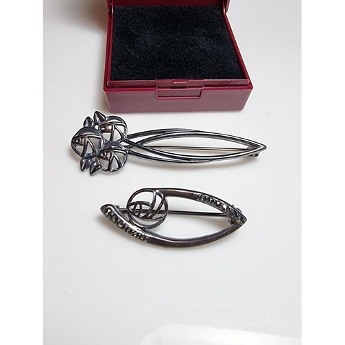 191 - 2x 925 silver Charles Rennie Mackintosh design brooches, both in excellent clean condition, boxed. L... 