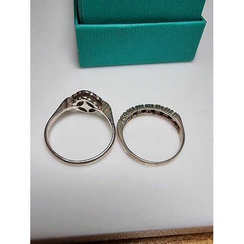 193 - Bundle 2x 925 silver rings, including a genuine sapphire stone ring (missing one stone), along with ... 