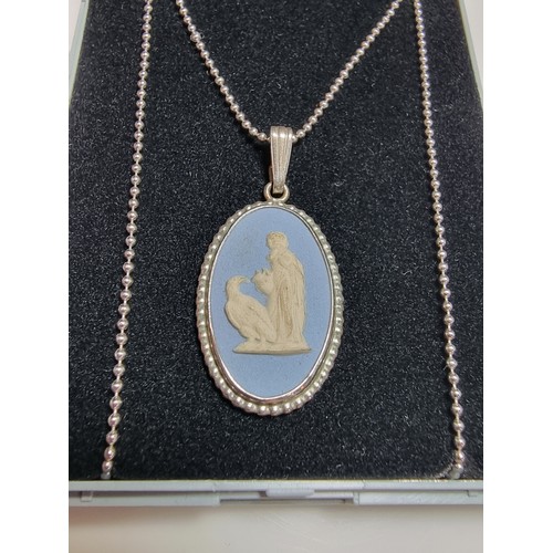 205 - Wedgwood Jasperware 925 silver pendant on good 20