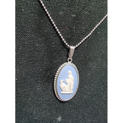 205 - Wedgwood Jasperware 925 silver pendant on good 20