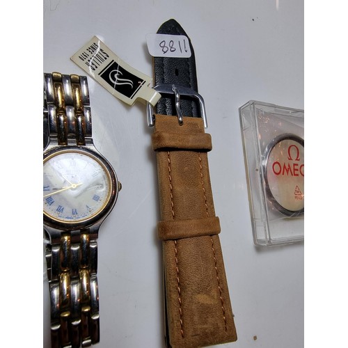 214 - Ladies Seiko watch along with as new oil tan leather watch strap and an Omega watch bezel.