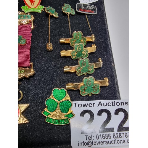 222 - Suite of collectable pin badges to include qty of Prima RAOB medals and badges, a Liverpool & Manche... 