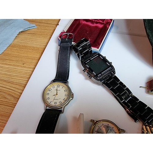 223 - Large collection of various wristwatches along with costume jewellery necklace. Please see photos fo... 