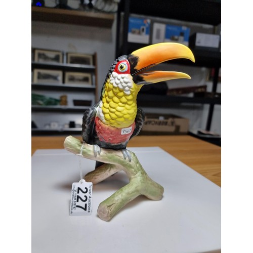 227 - Large impressive vintage hand painted porcelain Green Billed Toucan figure by Goebel W. Germany date... 