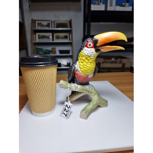 227 - Large impressive vintage hand painted porcelain Green Billed Toucan figure by Goebel W. Germany date... 